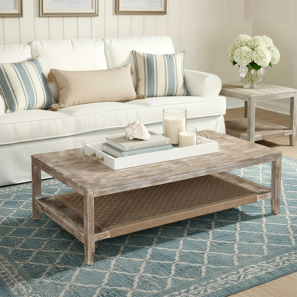 LR Home Beau 46290 White Washed Coffee Table