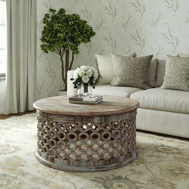 LR Home Stella 02807 Whitewashed Brown Coffee Table