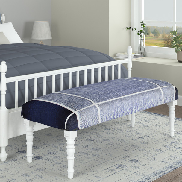 LR Home Alexei 99071 Navy Blue White Accent Bench