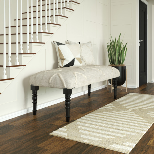 LR Home Anastasia 99018 Cream Black Accent Bench