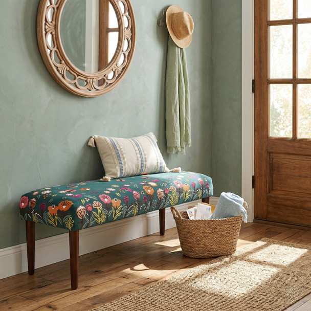 LR Home Matilda 46338 Green Multi Accent Bench