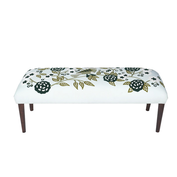 LR Home Matilda 46337 Green Ivory Accent Bench