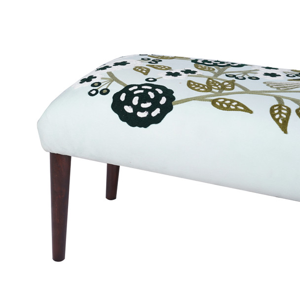 LR Home Matilda 46337 Green Ivory Accent Bench