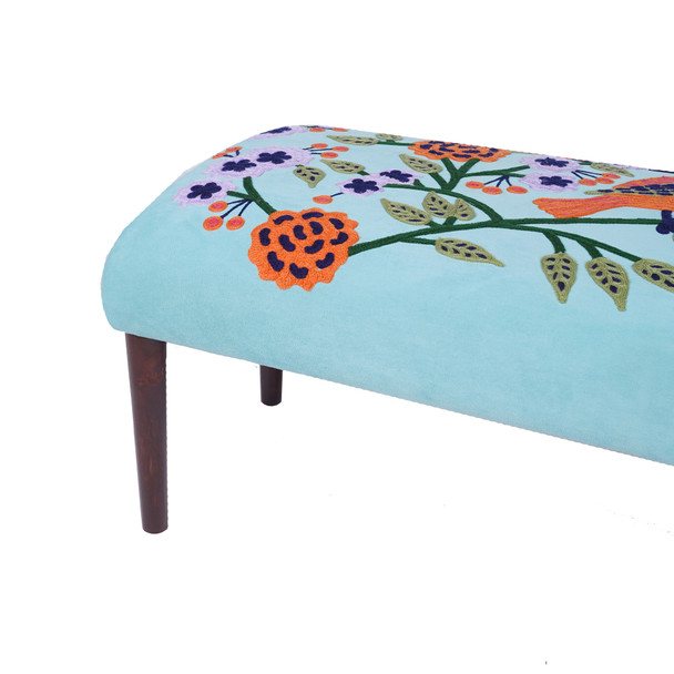 LR Home Matilda 46336 Blue Multi Accent Bench