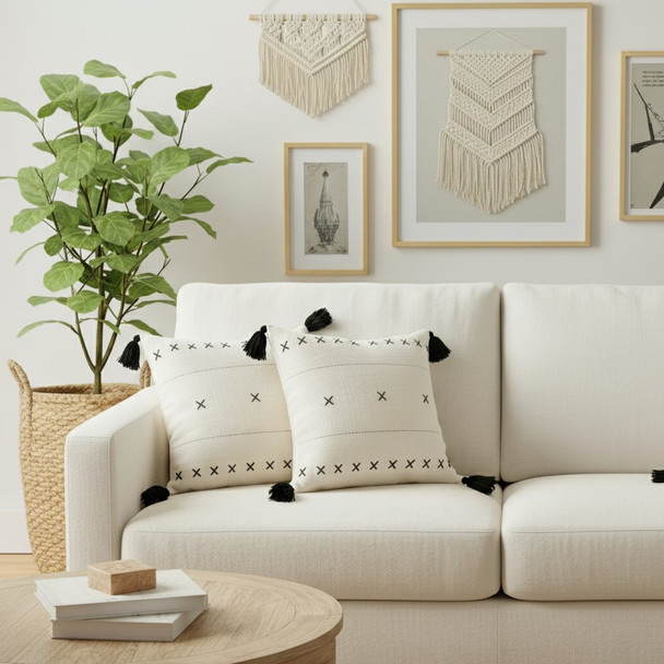 LR Home Maelys 07815 Off-White Black Pillow