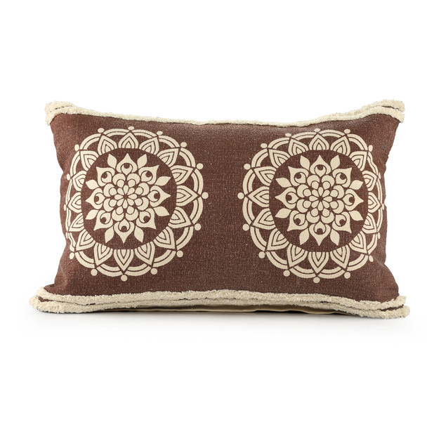 LR Home Mandala 07680 Hickory Brown White Pillow