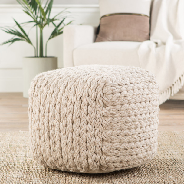 Jaipur Scandinavia Pouf SCP14 Ivory White Pouf