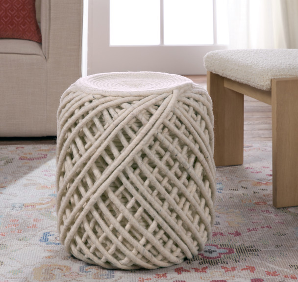 Jaipur Scandinavia Pouf SCP18 Ivory White Pouf