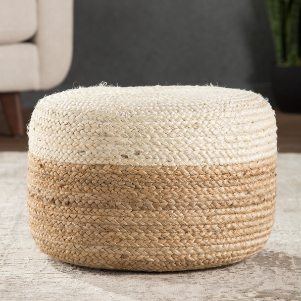 Jaipur Saba SAA09 Ivory White Pouf