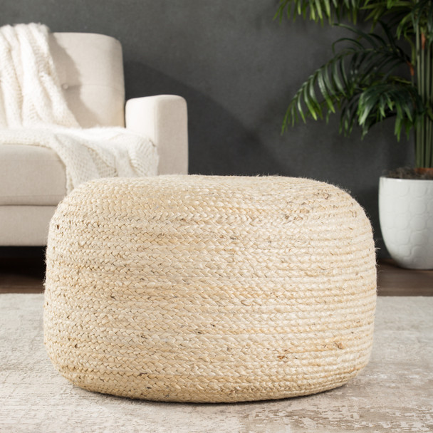 Jaipur Saba SAA15 Ivory White Pouf