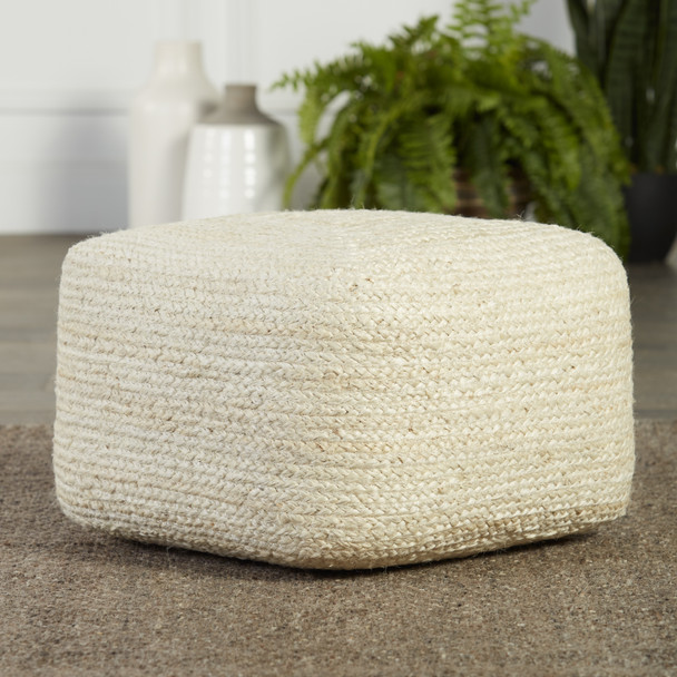 Jaipur Saba SAA22 Ivory White Pouf