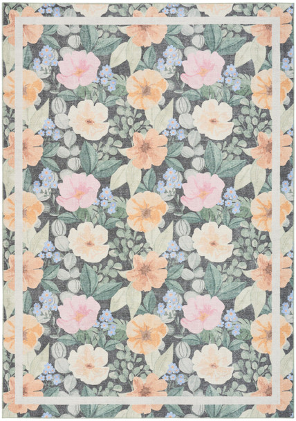 Nourison Botanical Washables BOT01 Charcoal Multicolor Rug