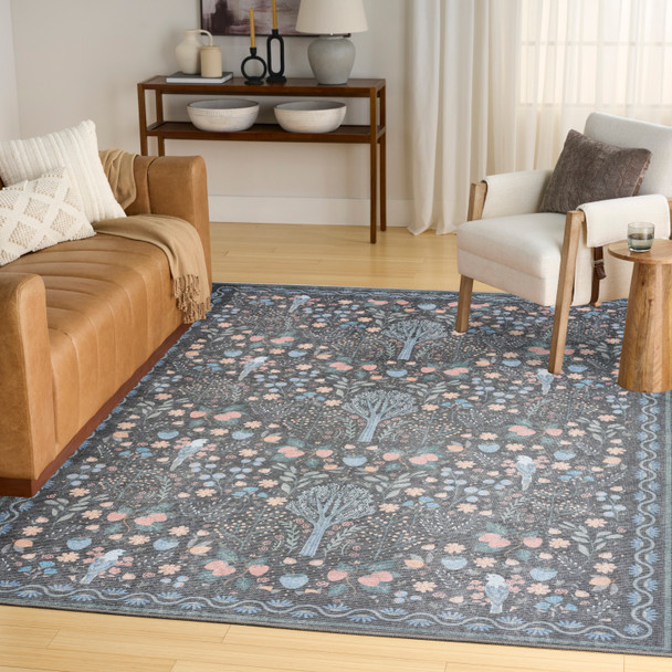 Nourison Botanical Washables BOT04 Charcoal Multicolor Rug