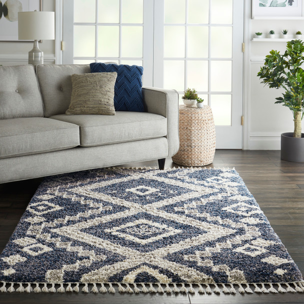 Nourison Oslo Shag OSL02 Denim Blue Rug