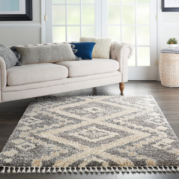 Nourison Oslo Shag OSL02 Grey Ivory Rug