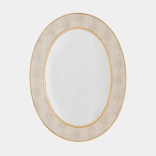 Global Views Rabson Mirror-Faux Shagreen Gold Cream Mirror