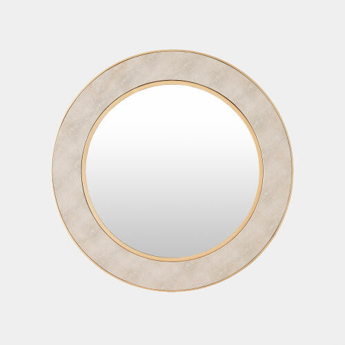 Global Views Rabson Mirror-Faux Shagreen Gold Cream Mirror