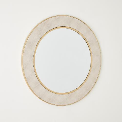 Global Views Rabson Mirror-Faux Shagreen Gold Cream Mirror