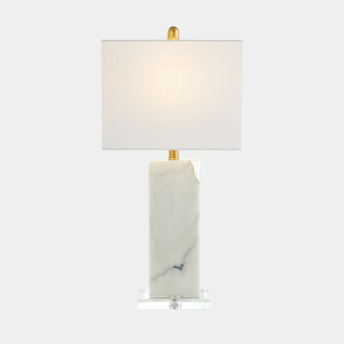 Global Views Stalwart Marble Crystal White Accent Table Lamp