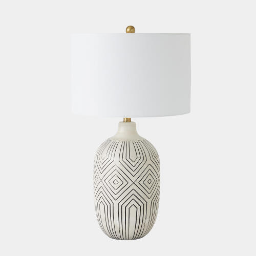 Global Views Labyrinth Antique Cream Black Accent Table Lamp