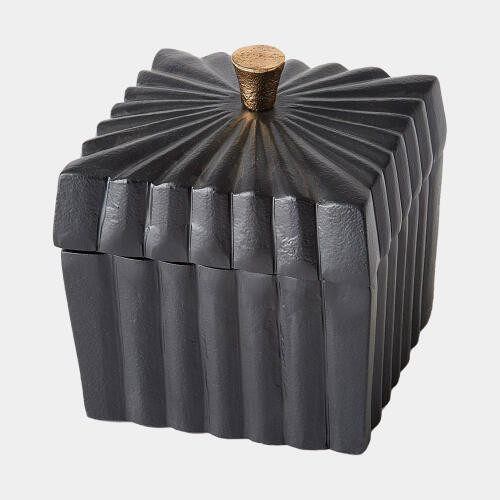 Global Views Milena Square Black with Gold Knob Box