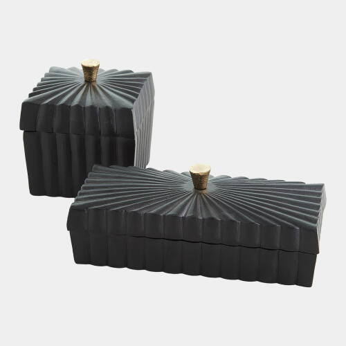 Global Views Milena Rectangular Box Black with Gold Knob Box