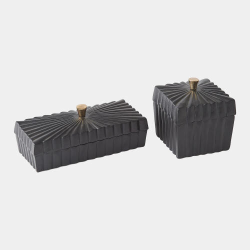 Global Views Milena Rectangular Box Black with Gold Knob Box