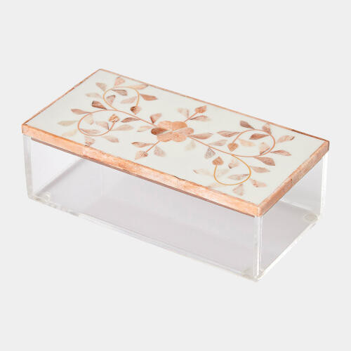 Global Views Lacey Inlay Box Rectangle Brown Cream Box