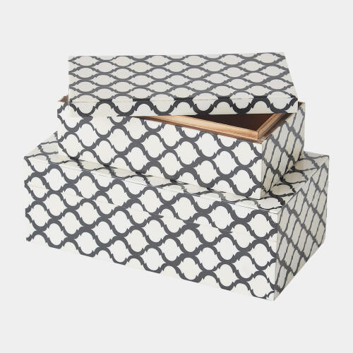 Global Views Moroccan Resin Black White Box