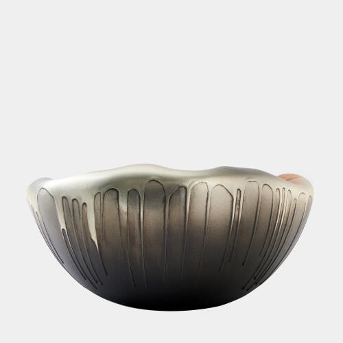 Global Views Selena Textured Silver and Graphite Bowl Decorative Bowl