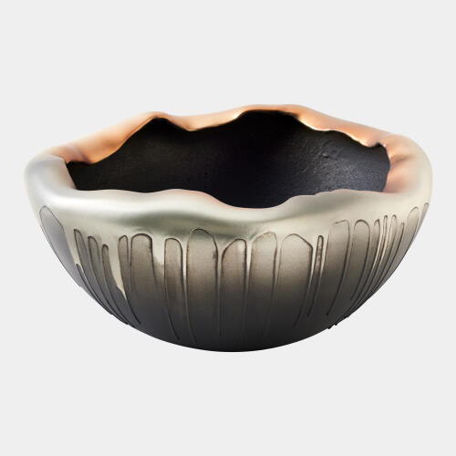 Global Views Selena Textured Silver and Graphite Bowl Decorative Bowl
