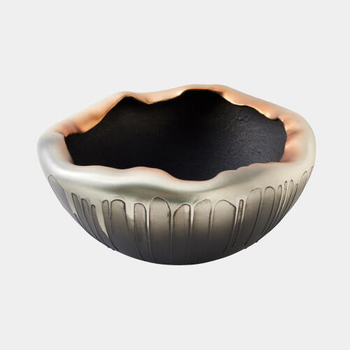 Global Views Selena Textured Silver and Graphite Bowl Decorative Bowl