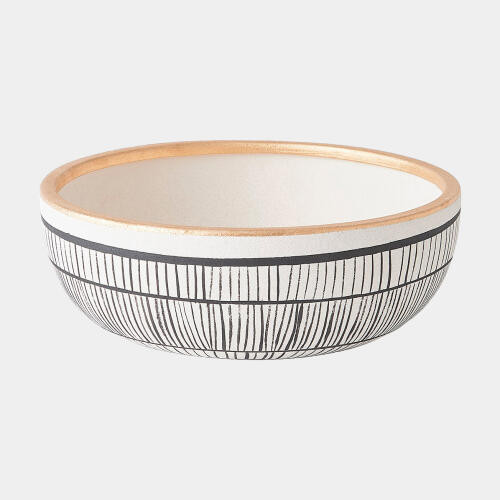 Global Views Medallion Black and Beige Bowl
