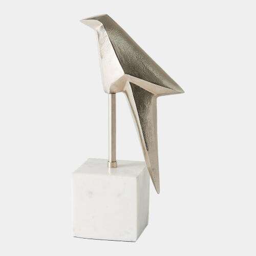 Global Views Perched Origami Bird Nickel Decorative Sculpture