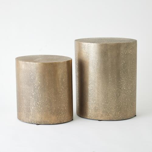 Global Views Arwen  Antique Brass Texture Drum Table