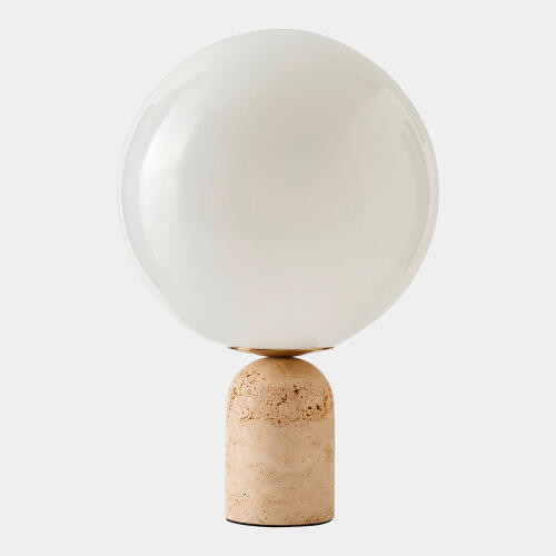 Global Views Orb Travertine Globe Table Lamp
