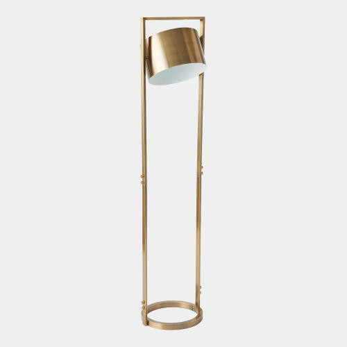 Global Views Key Light Metal Antique Brass Task Floor Lamp