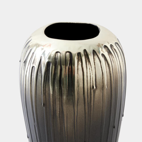 Global Views Selena Textured Silver and Graphite Vase