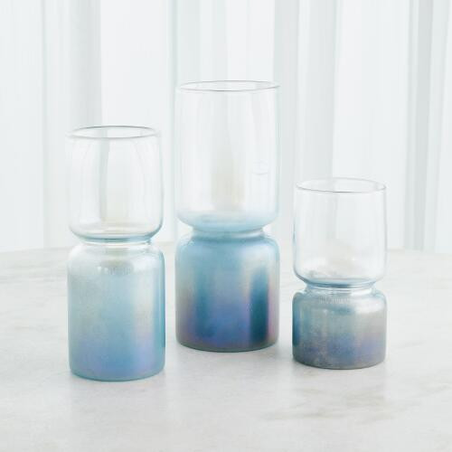 Global Views Nipped - In Clear Blue Vase
