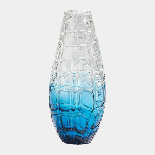 Global Views Ombre Blue with Clear Grid Vase