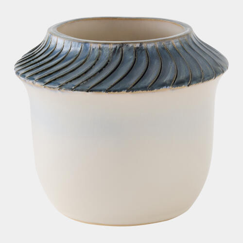 Global Views Aiden Etched Blue Rimed Small Vase