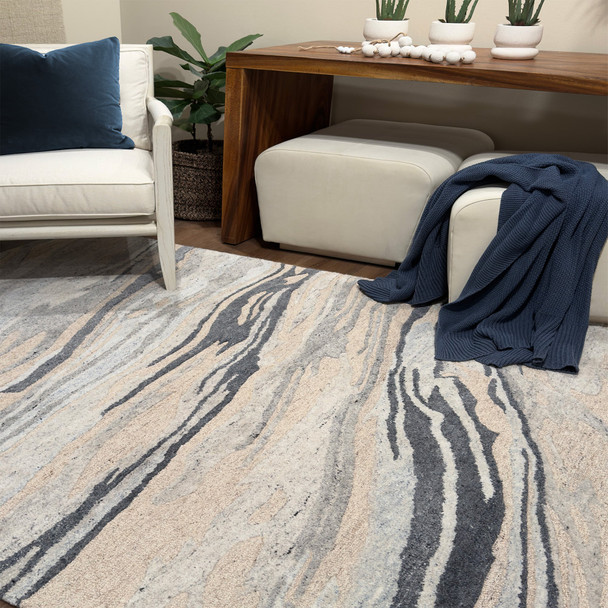 Capel Ripple 3520-440 Blue Current Rug