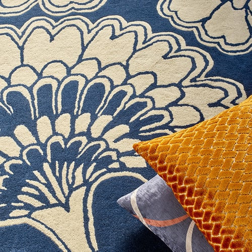 Florence Broadhurst 039708 Japanese Floral Midnight Rug