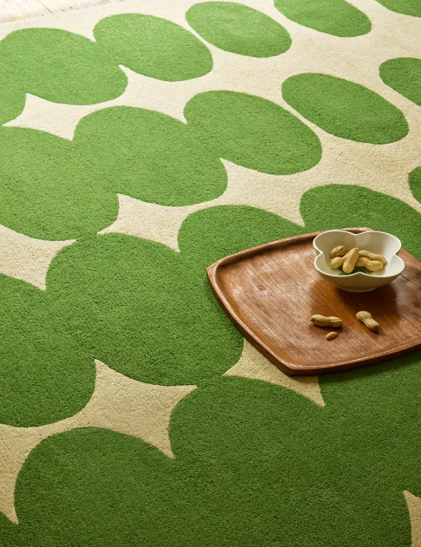 Orla Kiely 157707 Optical Oval Green Cream Rug