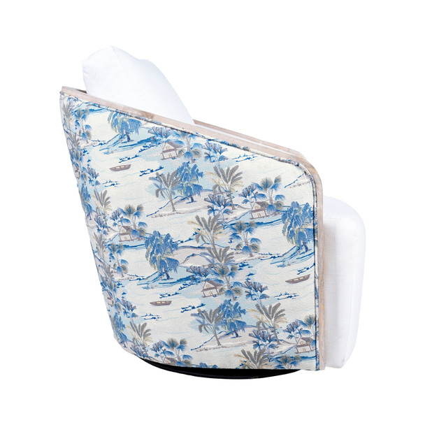 LR Home Eloise 46319 White Blue Accent Chair