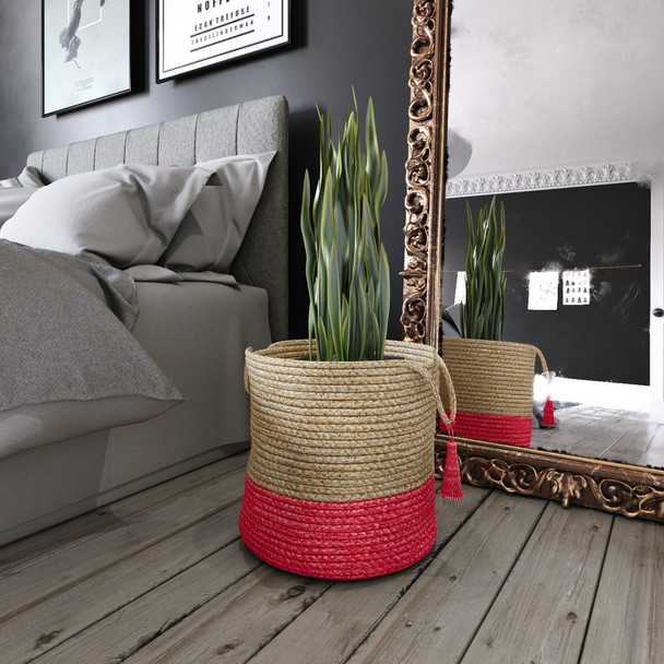 LR Home Baskets 16043 Tan Cranberry Red Basket