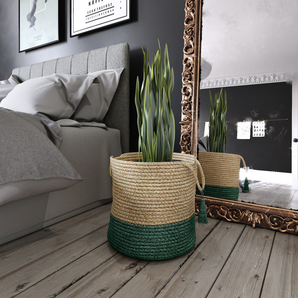 LR Home Baskets 16043 Tan Hunter Green Basket