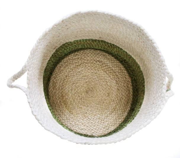 LR Home Baskets 16043 Bleached White Moss Green Basket