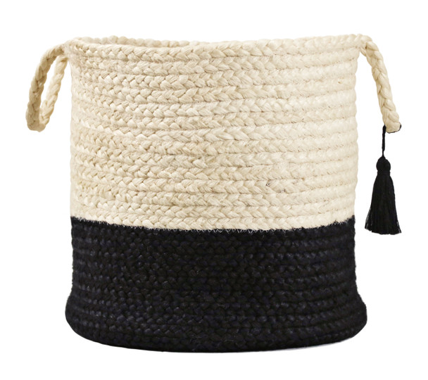 LR Home Baskets 16043 Bleached White Black Basket