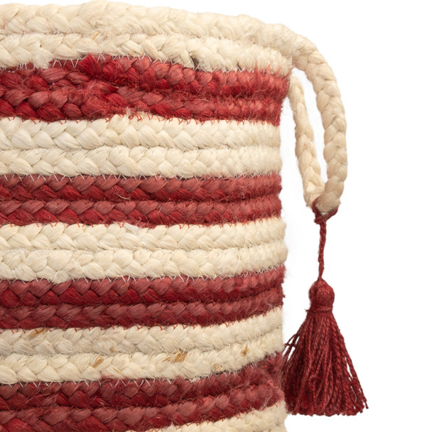 LR Home Baskets 16071 Bleached White Cranberry Red Basket
